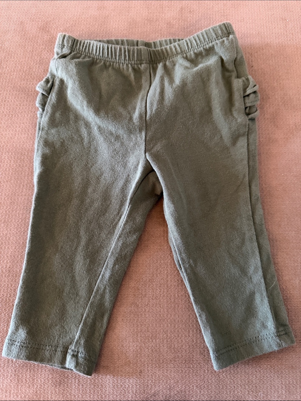 Baby Girl Old Navy Olive Green Ruffle Butt Stretch Leggings 3-6M